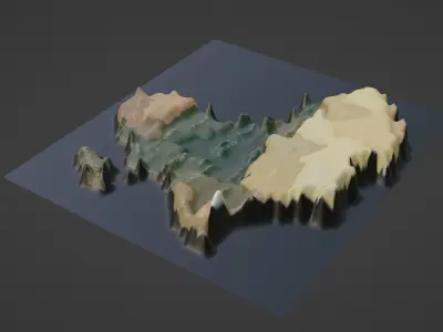 Africa Map Topography  Low-poly 3D model