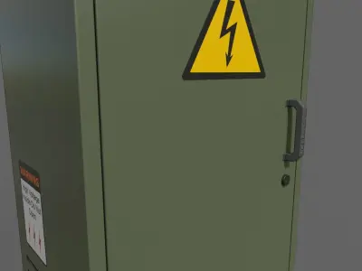 PBR Electric Box DarkGreen V2 Low-poly 3D model