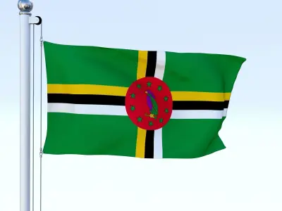 Animated Dominica Flag Low-poly 3D model