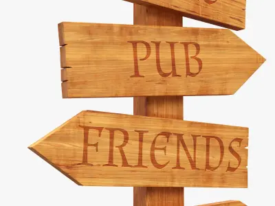 Signboards wooden 02v2 3D model