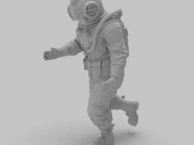 Realistic Vintage Diver Character for 3D Print 3D print model