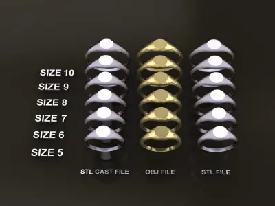 Dainty Thin Signet Ring Round Mix Size 3D print model