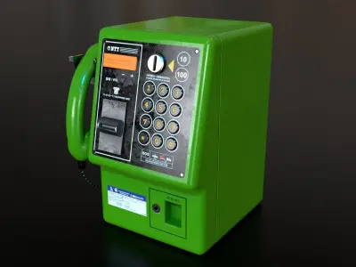 Japanese Payphone Game Ready Low-poly 3D model