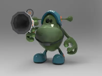 Animated Alien Soldier - Cartoon - Game Ready Low-poly 3D model