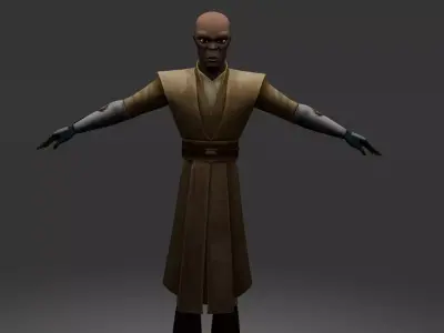 Mace Windu Clone Wars Style Low-poly 3D model
