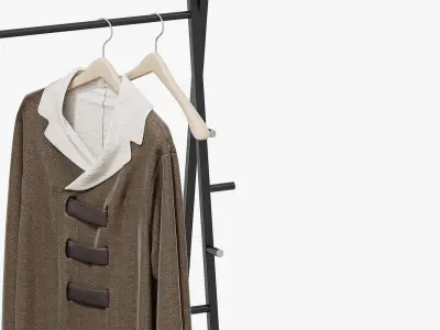 Floor Hanger Set with Coat 3D model