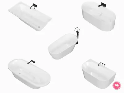 Fixtures - Bathtub Pack A Low-poly 3D model