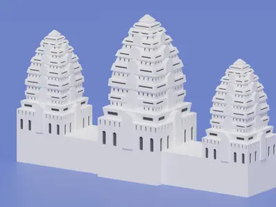Cartoon Angkor Wat 3D model
