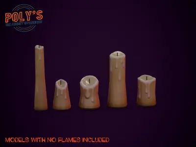 Candle Pack - Stylized Low Poly Low-poly 3D model