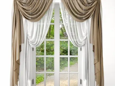 Curtain drapes for living room 3D model