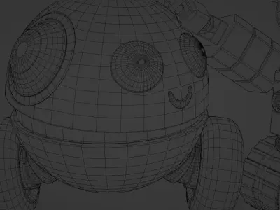 Little robots Low-poly 3D model