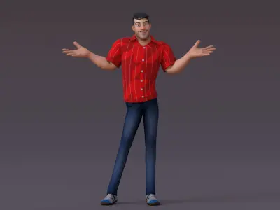 David Cartoon Rig V2 Low-poly 3D model