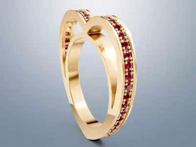 Unique Heart ring Unique 46 diamonds azured 3D print model