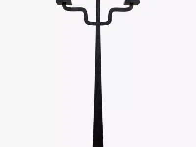 Modern Street Lamp Double Lantern PBR Game Ready Low-poly 3D model