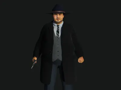 3D REALISTIC HUMAN RIGGED CHARACTER - ASIAN FAT BUSINESSMAN Low-poly 3D model