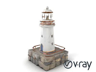 Cracked Lighthouse Coastal Storytelling model pack Low-poly 3D model