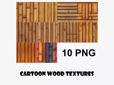 Cartoon Wood Textures Pack 32 - 10x PNG  Texture