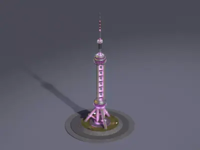 Shanghai Pearl Tower - Landmark Building Low-poly 3D model