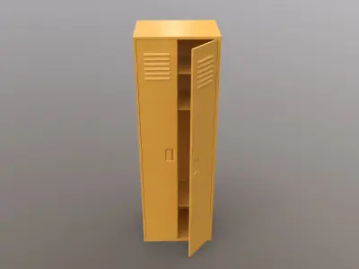 PBR School Gym Locker 09 - Yellow Low-poly 3D model