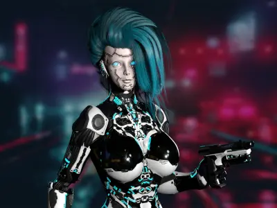 Robot Girl 2 Low-poly 3D model