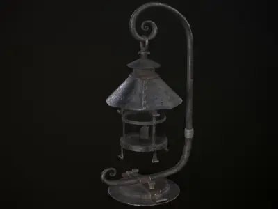 Forged Lantern on Stand Low-poly 3D model