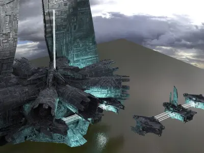 Halo Inspired Skyline Archways 3D model