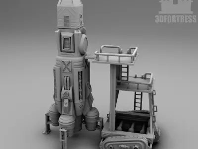 Rocket and rocket launcher 3D print model