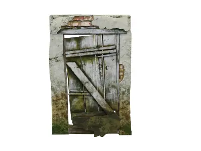 Grungy old door  Low-poly 3D model