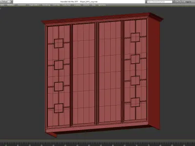 Wardrobe 3d model sliding closet door with glass panels Low-poly 3D model