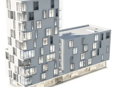 Modern residential building 02 3D model