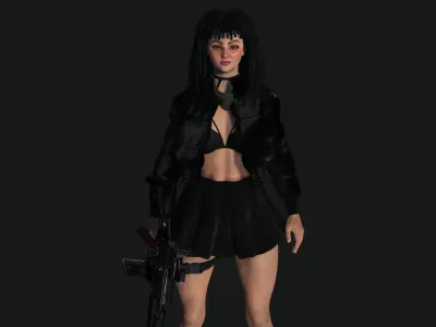 AAA 3D REALISTIC FEMALE CHARACTER - GUN SHOOTER GTA 02 Low-poly 3D model