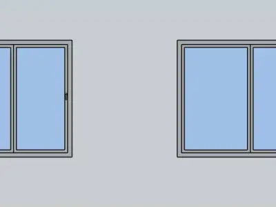 Modern Sliding Window  Minimal Frame  2 Sizes 120x120 120x150 cm Low-poly 3D model