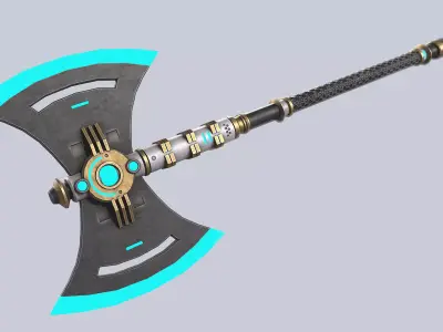 Scifi axe Low-poly 3D model