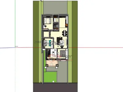 House 7x24m code 411 - Sketchup 3D model