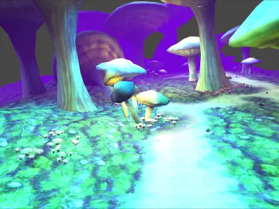 Fantasy Chess RPG Environment - Mushroom Forest Low-poly 3D model