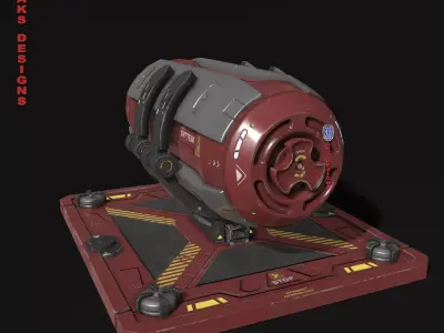 Sci fi container v1 Gameready Low-poly 3D model