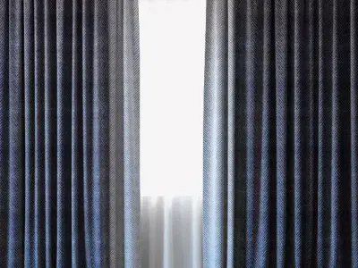 Curtains 34 Curtains with Tulle 3D model