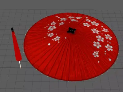 Chinese style umbrella Low-poly 3D model