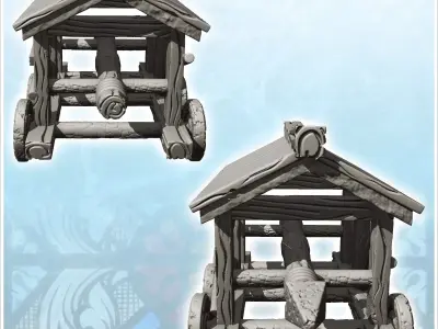 Wooden ram on wheels under roof 1 - Ancient Classic Old Archaic  3D print model