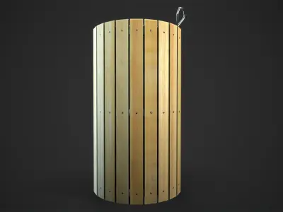 Wooden Bin Low-poly 3D model