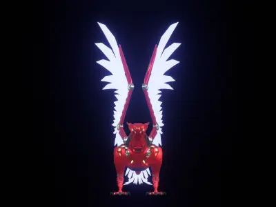 Cyberpunk Phoenix Low-poly 3D model