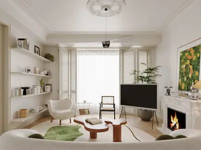 Modern French living room 3D model