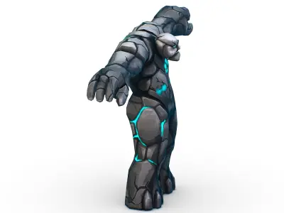 Big Grey Stone Golem Monster Giant Mining Heroes Rock Low-poly 3D model