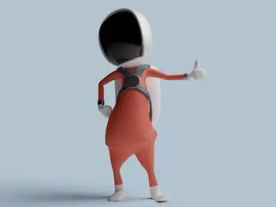 Rigged Cartoon Space Man Character 3D model