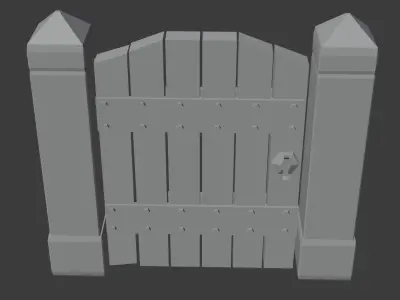 a fence with an old-style door 3D model