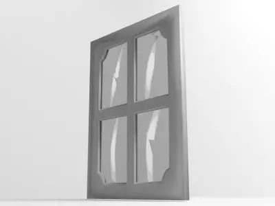 Window 9 frame with four glass panes 3D model