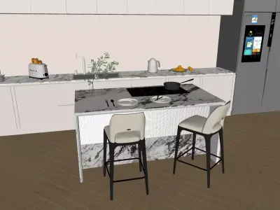 Island dining room 3D model