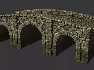 Medieval stone bridge Low-poly 3D model purchase
