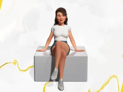 Sexy Girl Toon Woman Low-poly 3D model