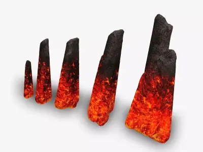 Rock Spires - Lava Low-poly 3D model